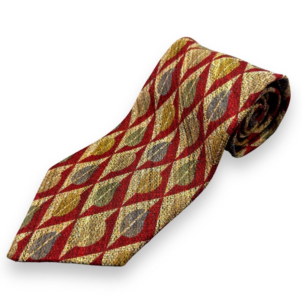 Pavone Mens Vintage Silk Dress Tie Made in Italy Geometric Diamond 58"‎ 4"